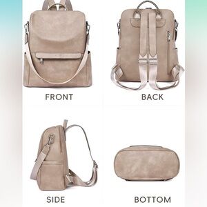 Cluci TAUPE Women's Backpack Purse PU leather anti theft